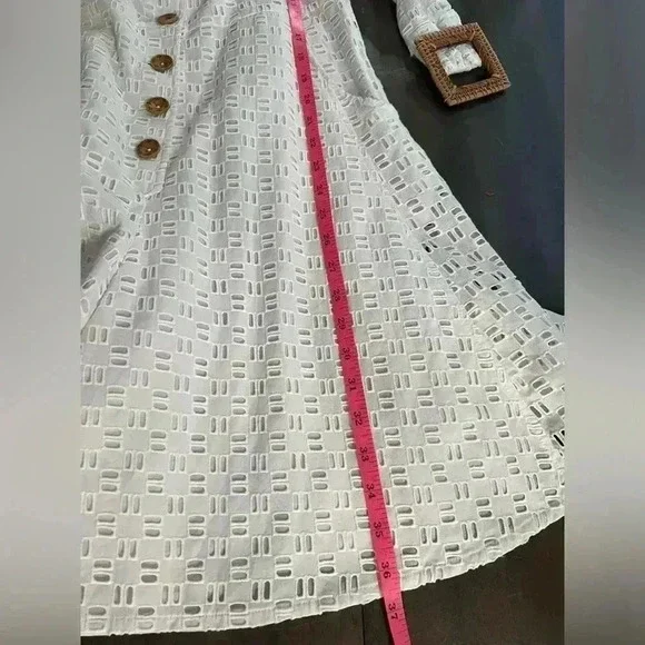 NWT Anthropologie Women’s Ivory Eyelet Lace Belted Romper - Size 4 - Picture 9 of 12